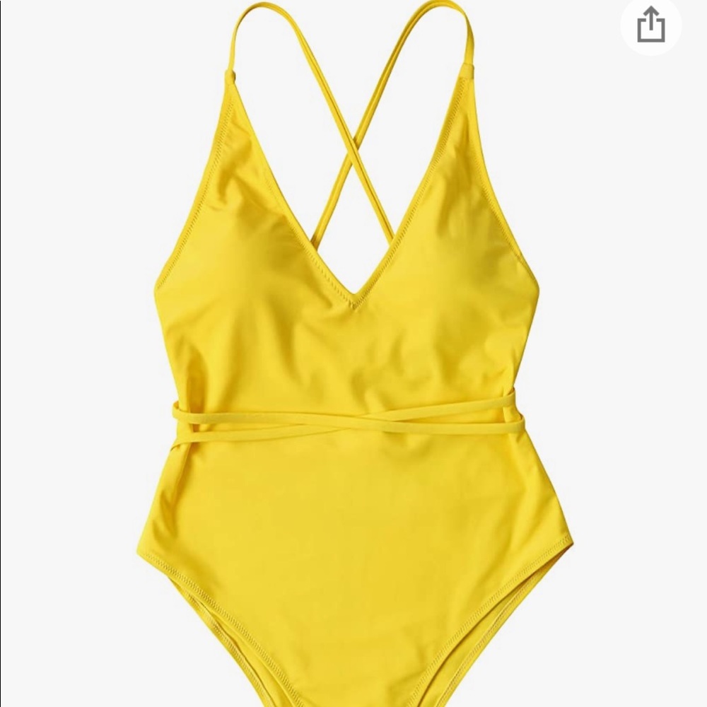 LEMONFISH | one piece yellow bathing suit EUC
